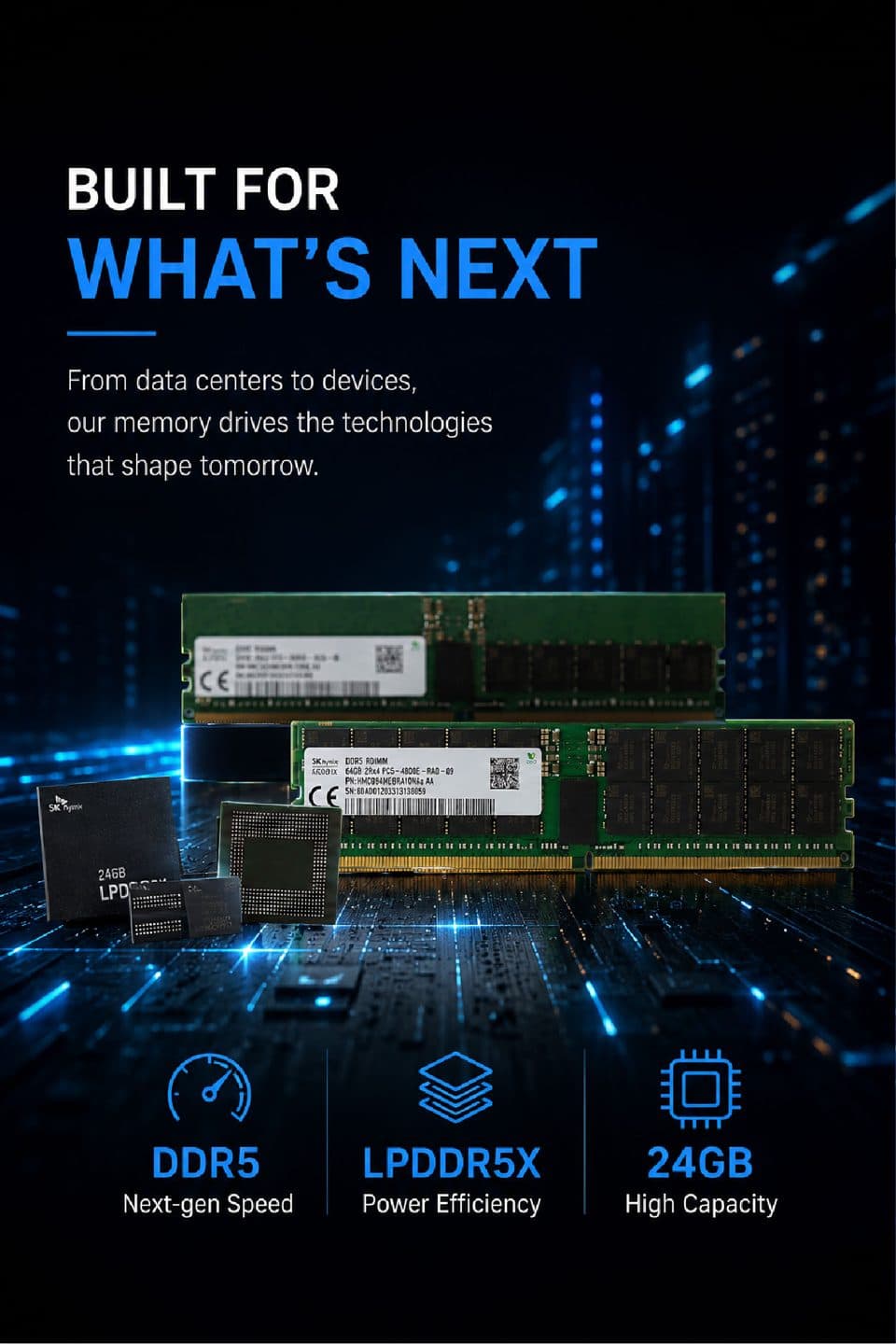 Built for what's next — SK hynix DDR5 server memory, LPDDR5X, and high-density modules